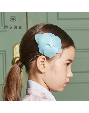 [보리보리] 여아 머리핀 동백꽃-하늘