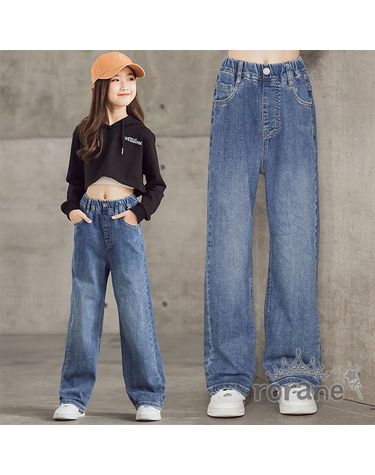 [보리보리] 초등여아 주니어 롱 와이드 청바지