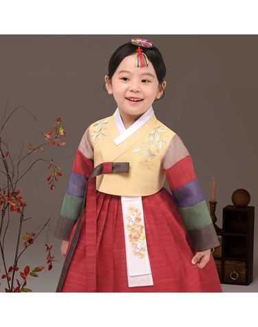 [보리보리] QT333-색동정원 여아 아동한복