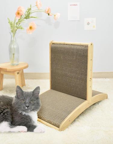 크림펫 고양이 원목 수직 스크래쳐