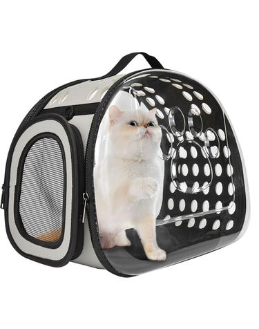 크림펫 강아지 이동가방 고양이 투명 이동장 그레이