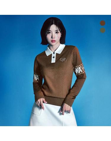 [와이드앵글] 여성 CO 소매 포인트 폴로 스웨터 L_WWW25K71