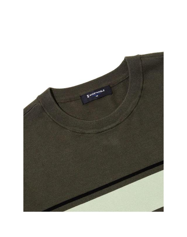 와이드앵글 [와이드앵글] 남성 TO 보더 스트라이프 라운드넥 스웨터 M_WMU26K91 착용컷