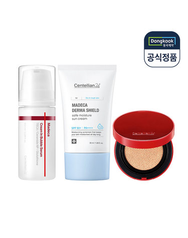 [화잘먹SET] 센텔리안24 수분 선크림 50ml 1개+마데카크림 인 버블 세럼 100g+마데카 멜라 캡처 토닝 에이징 커버 쿠션 21호