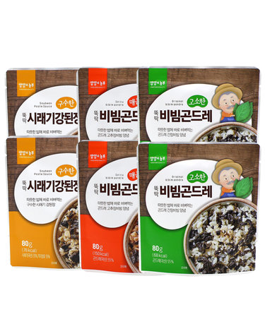 양양의농부 간편 뚝딱 비빔나물 3종_80gx6팩(각2팩씩)