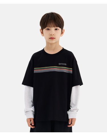 [본사]배색 레이어드 티셔츠 (블랙) OD263ILS03_BLK