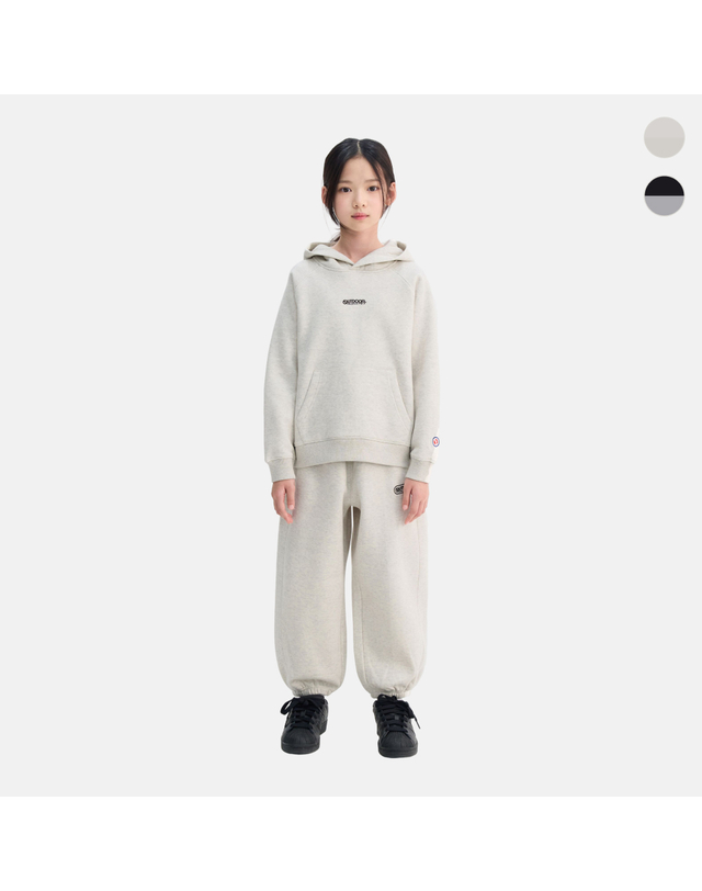 아웃도어프로덕츠 키즈 [본사][세트상품]아웃도어 기모 후드티+에센셜 기모 조거팬츠 (2color) OD264IST05_MIX 착용컷