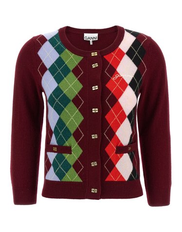 [해외직구][가니]Burgundy Check 가디건 K2532730 5686905