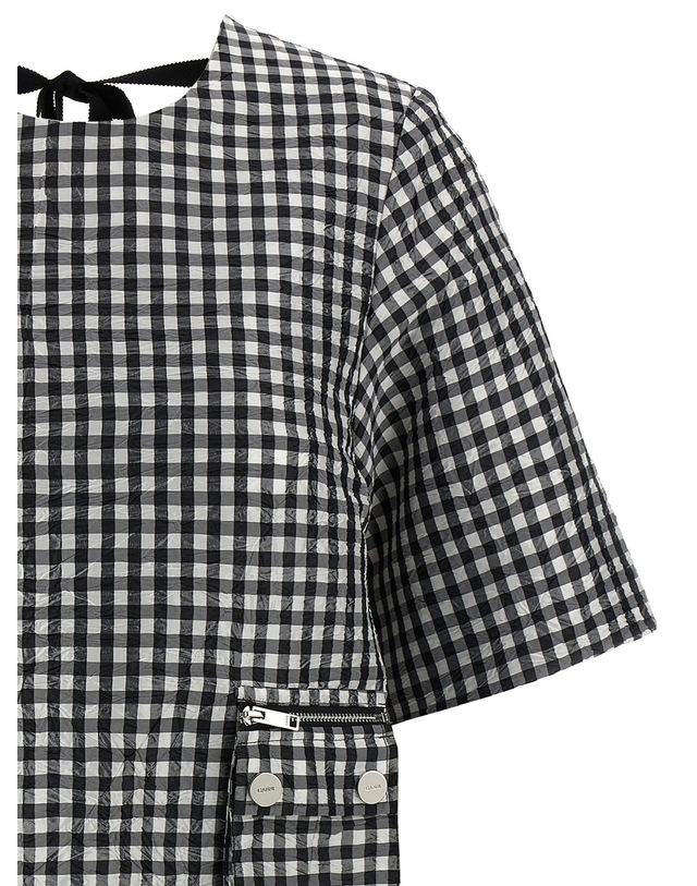 가니 [해외직구][가니]Crinkled Check Mini 반팔원피스 W0464099 5686996 착용컷
