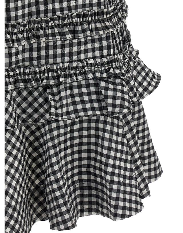 가니 [해외직구][가니]Crinkled Check Mini 반팔원피스 W0464099 5686996 착용컷