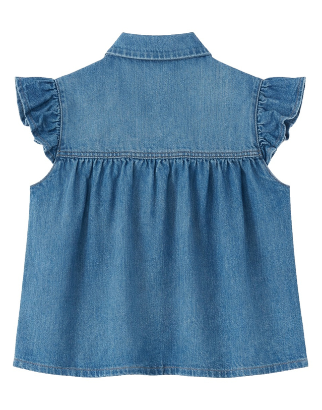 가니 [해외직구][가니]데님 러플 (Denim Ruffle) 민소매 셔츠 A1040047_091 7139253 착용컷