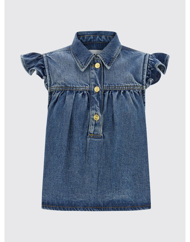 가니 [해외직구][가니]데님 러플 (Denim Ruffle) 민소매 셔츠 A1040047 091 7154719 착용컷