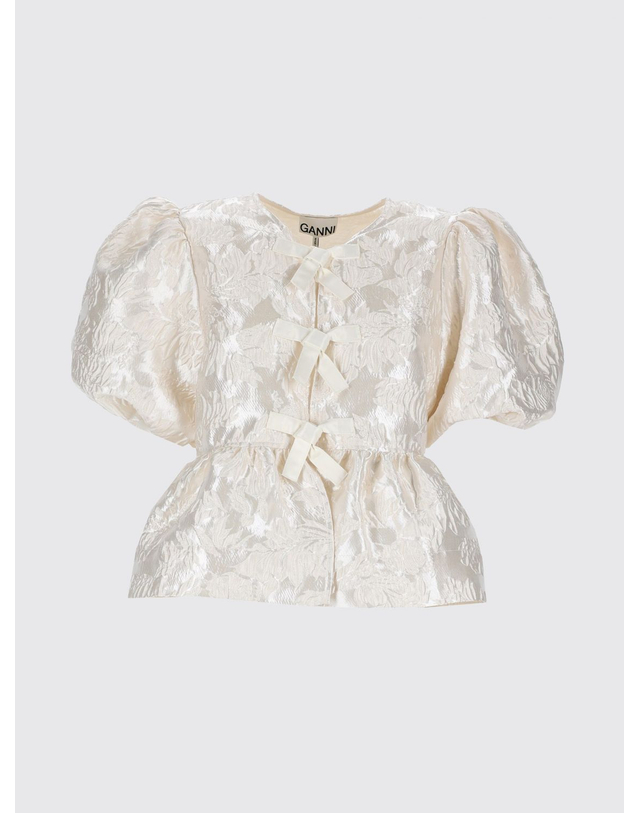 가니 [해외직구][가니]새틴 페플럼 타이 (Satin Peplum Tie) 블라우스 A1040079 135 7177115 착용컷