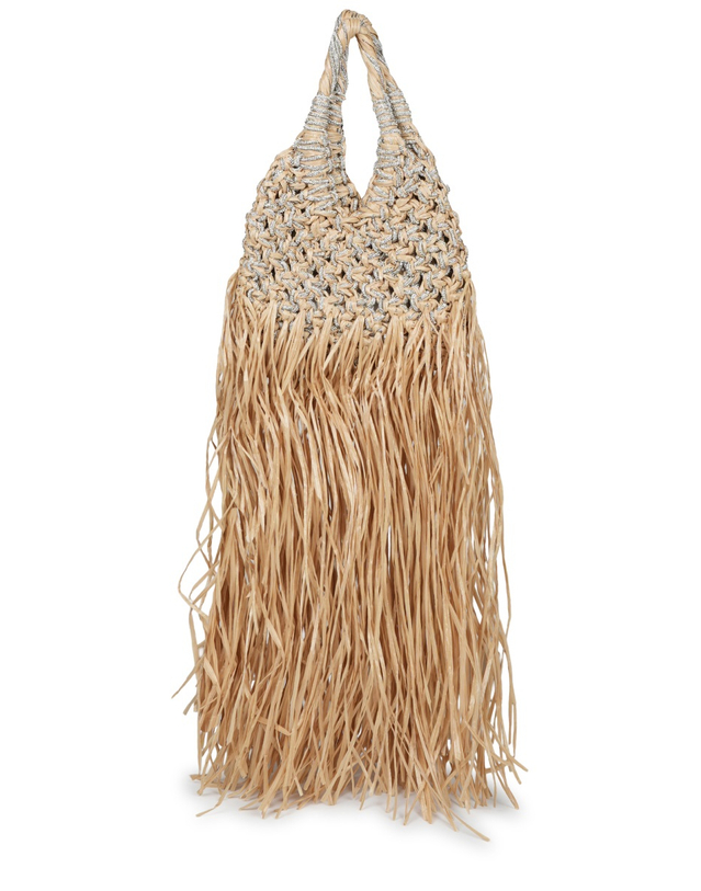 히보우라마 [해외직구][히보우라마]VANNIFIQUE MINI FRINGE 토트백 VANNIFIQUERAFIAFRANGE_NATURALE/CRYSTAL 7419184 착용컷