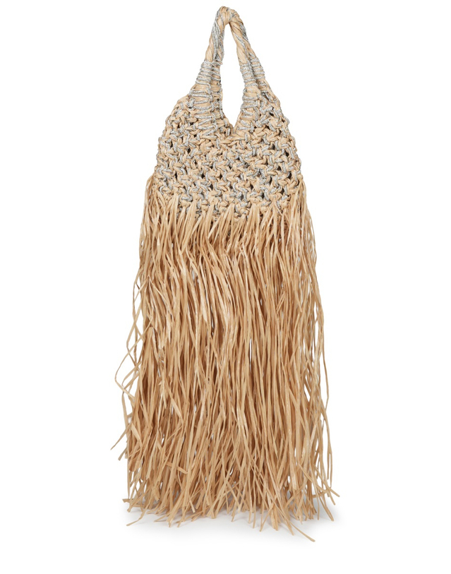 히보우라마 [해외직구][히보우라마]VANNIFIQUE MINI FRINGE 토트백 VANNIFIQUERAFIAFRANGE_NATURALE/CRYSTAL 7419184 착용컷
