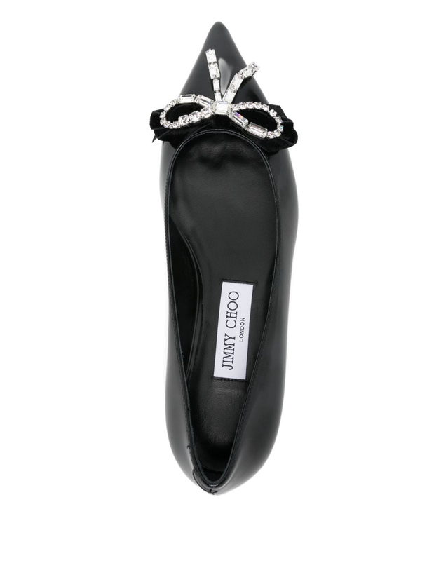 지미추 [해외직구][지미추] 플랫슈즈 AURIAFLATBSVBLACK/CRYSTAL 6720786 착용컷