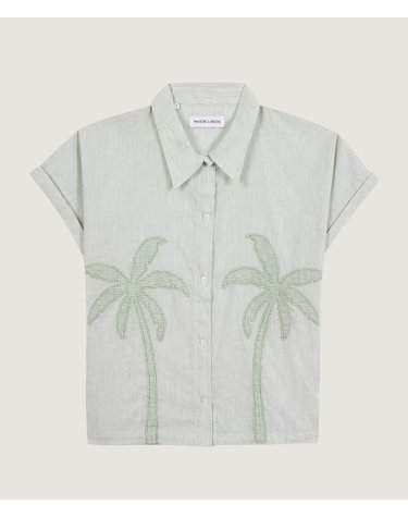 [해외직구][메종라비쉬] 반팔 셔츠 ZWSURVILLEPALMLINEN PATCH OLIVE 7315031