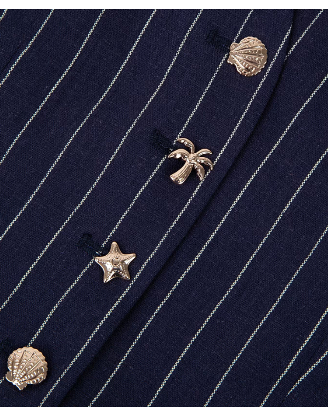 메종라비쉬 [해외직구][메종라비쉬] 베스트 ZWDUBAILSHELLSTRIPES BLUE WHITE 7314968 착용컷