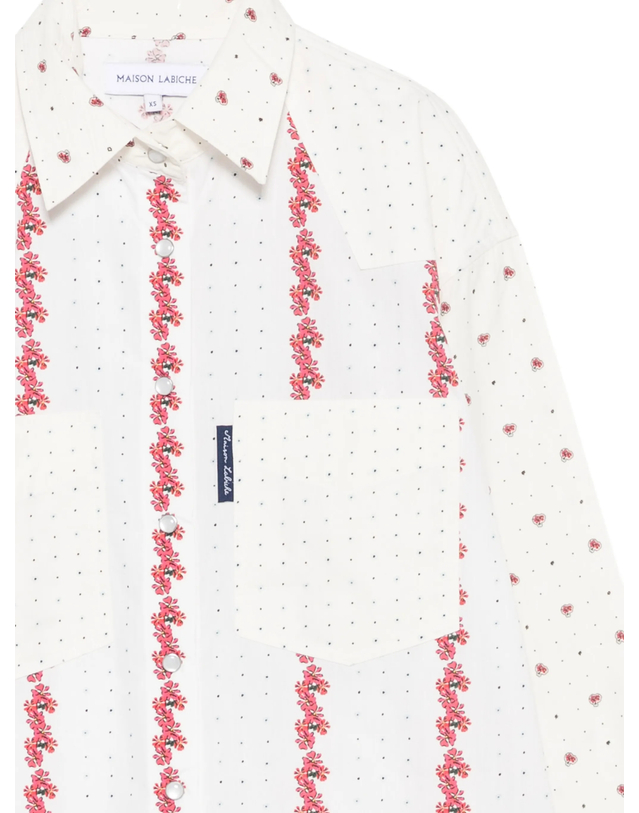 메종라비쉬 [해외직구][메종라비쉬] 긴팔 셔츠 ZWMONSELETFLOWFLOWERS PATCH PRINT 7313205 착용컷