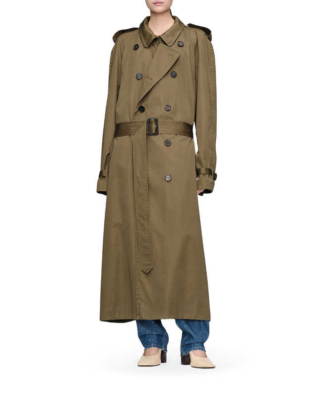 메종 마르지엘라 [해외직구][메종마르지엘라] 여성 트렌치 코트 S51AH0209M35241727 MILITARY GREEN 7512264 착용컷