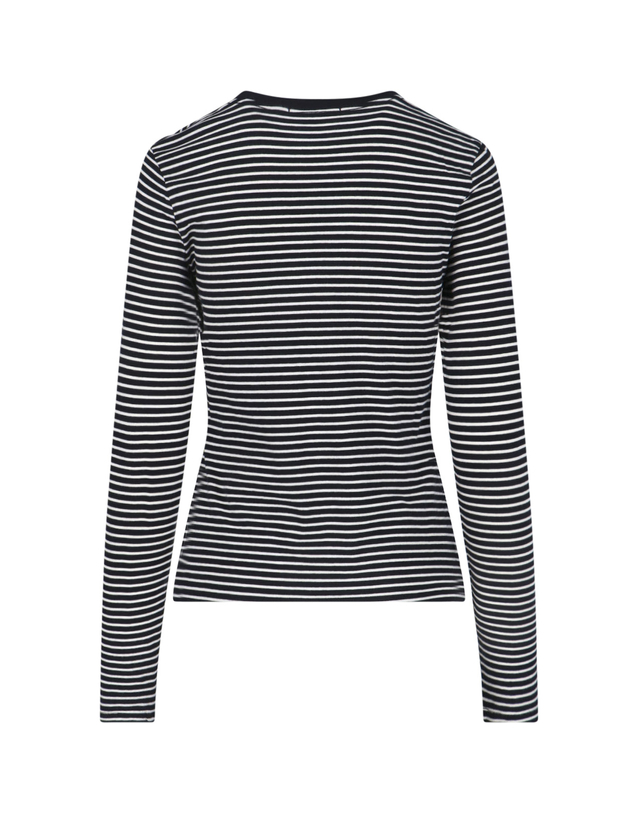 닐리 로탄 [해외직구][닐리 로탄] 긴팔 티셔츠 13462 K217BLACK IVORY STRIPE 7331418 착용컷