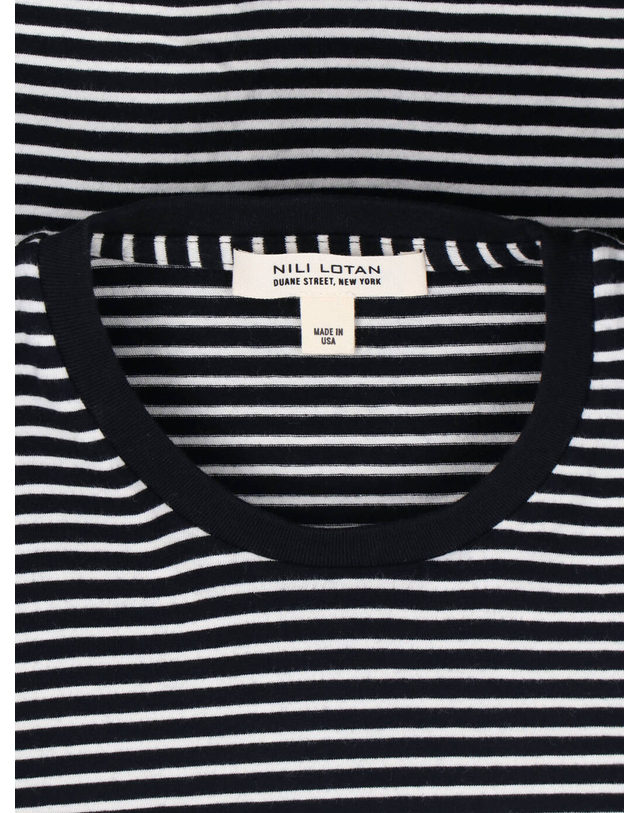닐리 로탄 [해외직구][닐리 로탄] 긴팔 티셔츠 13462 K217BLACK IVORY STRIPE 7331418 착용컷
