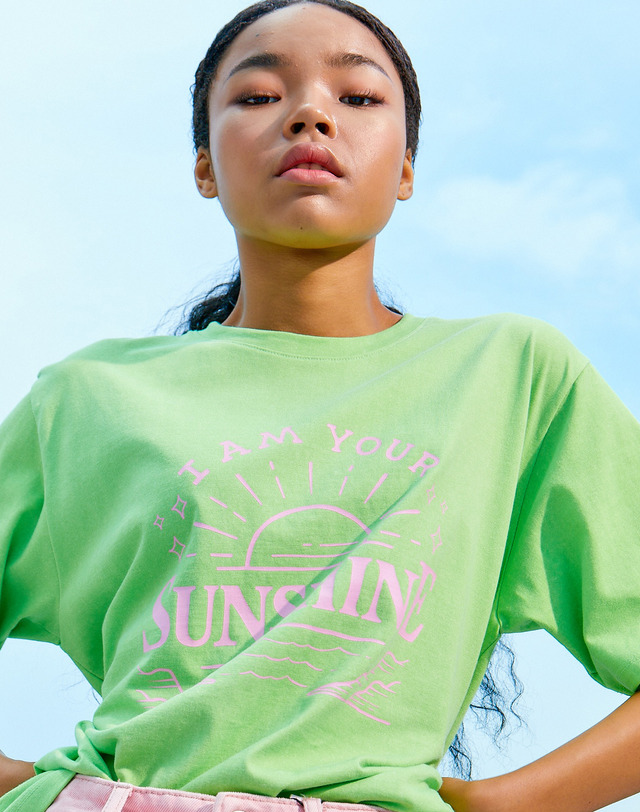 썸띵굿 Sunshine Pigment T shirts GREEN 착용컷