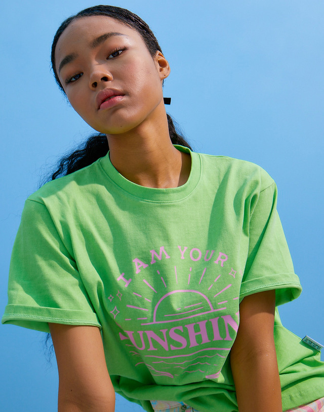 썸띵굿 Sunshine Pigment T shirts GREEN 착용컷