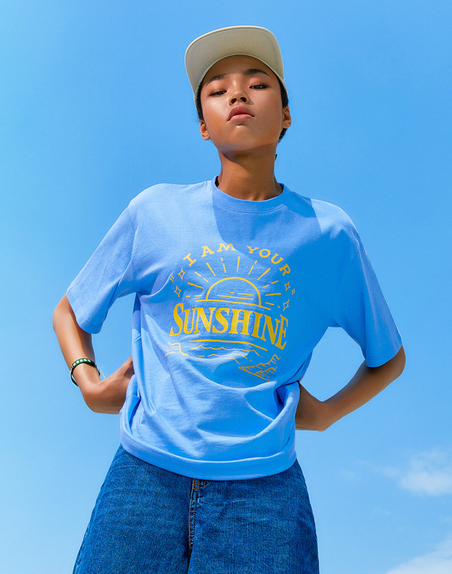 썸띵굿 Sunshine Pigment T shirts BLUE 착용컷