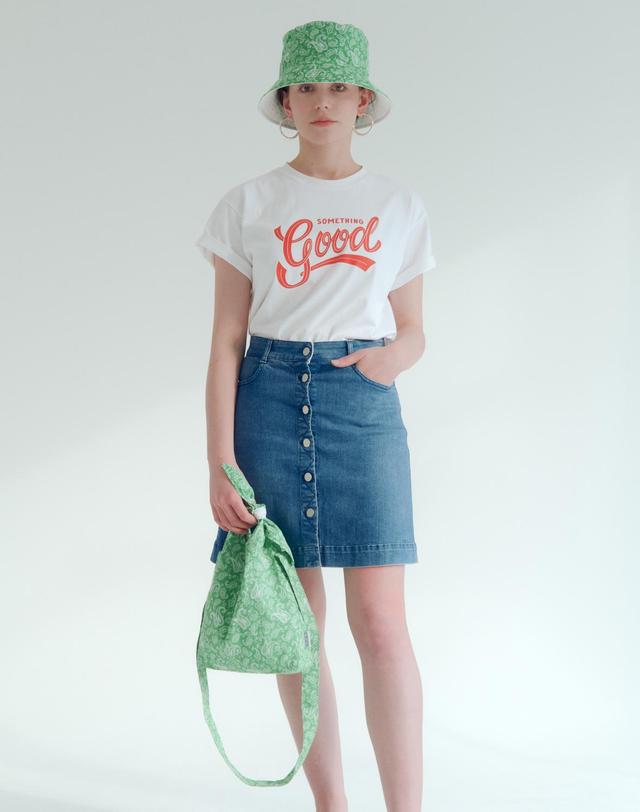 썸띵굿 Paisley Tie Eco Bag Mini-Cross_GREEN 초록 착용컷