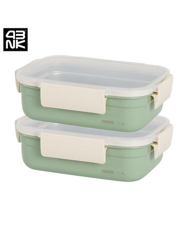 프라임락 민트 컬러 스텐 밀폐용기 직사각 6호 1.5L 2P
