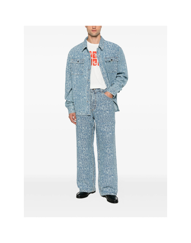 데일리 페이퍼 [해외직구][데일리페이퍼] 긴팔 셔츠 2610139 CROC JACQU BLUE 7573366 착용컷