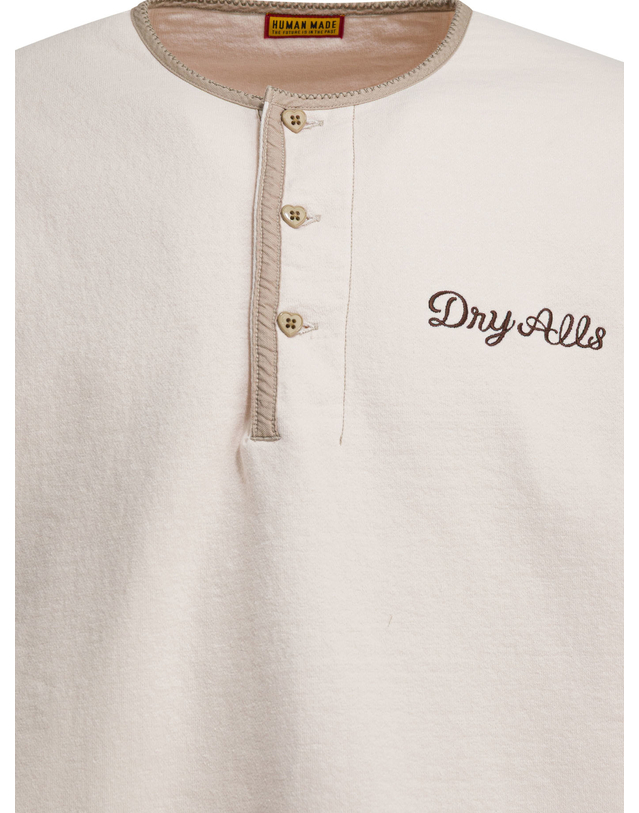 휴먼메이드 [해외직구][휴먼 메이드]Henley 맨투맨 HM30CS012WHITE 6963698 착용컷