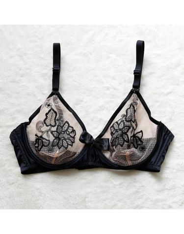 메헨디 블랙 여성 수입 고급 자수 레이스 홑겹 브라 C컵 D컵 E컵 빅사이즈 브라렛 이너웨어