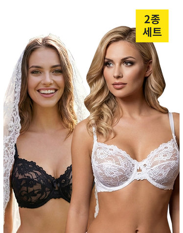 [로사] 시시 레이스 와이어 홑겹 브라 2종 세트