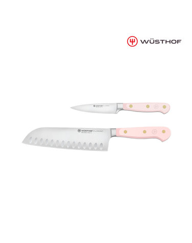 [우스토프] 클래식 나이프 과도 식도 2종세트 (페어링 9cm+셰프 G산토쿠 17cm) 핑크 히말라얀 솔트