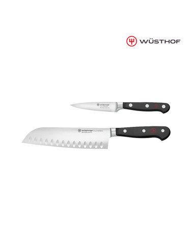 [우스토프] 클래식 나이프 과도 식도 2종세트 (페어링 9cm+셰프 G산토쿠 17cm) 블랙