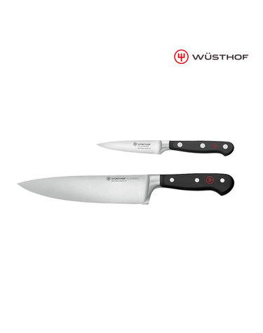 [우스토프] 클래식 나이프 과도 식도 2종세트 (페어링 9cm+셰프 20cm) 블랙