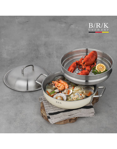 [BRK] 노르딕 통5중 WOK 28cm 크림 화이트(스티머 포함)
