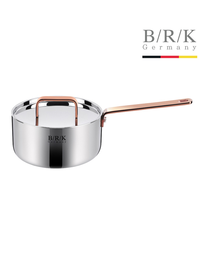 비알케이 [BRK] 로즈골드 통5중 스테인리스 스틸 편수 냄비 18cm 착용컷