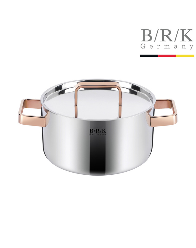 비알케이 [BRK] 로즈골드 통5중 스테인리스 스틸 양수 냄비 20cm 착용컷