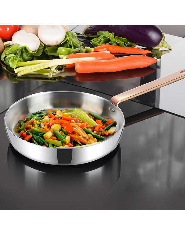 비알케이 [BRK] 로즈골드 통5중 스테인리스 스틸 후라이팬 20cm 착용컷