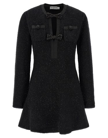 [해외직구][셀프포트레이트]Black Sequin Knit Mini 긴팔원피스 RS26210SBBLACK 7193337
