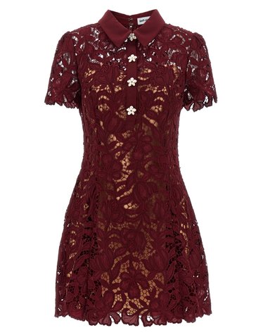 [해외직구][셀프포트레이트]Burgundy Lace Mini 반팔원피스 PF26111SABUBURGUNDY 7356029