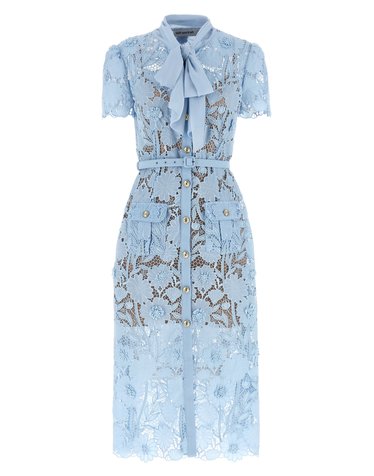 [해외직구][셀프포트레이트]Blue Lace Tie Neck Midi 반팔원피스 PF26111MBLBLUE 7360047