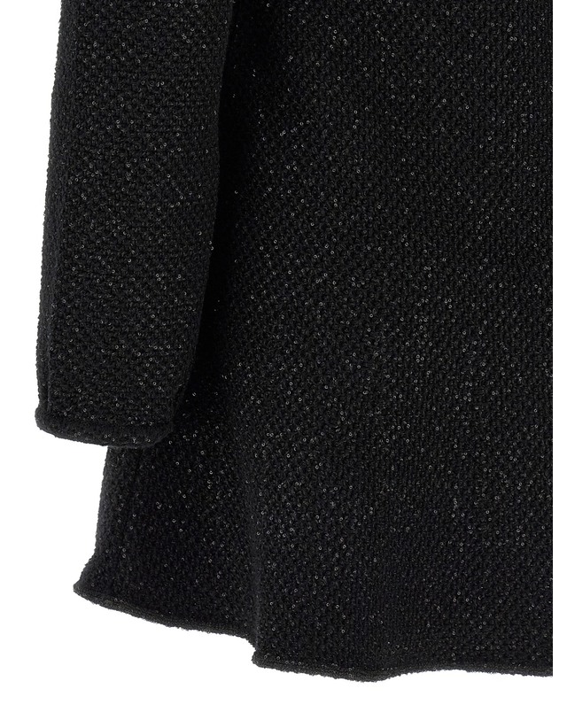 셀프포트레이트 [해외직구][셀프포트레이트]Black Sequin Knit Mini 긴팔원피스 RS26210SBBLACK 7193337 착용컷