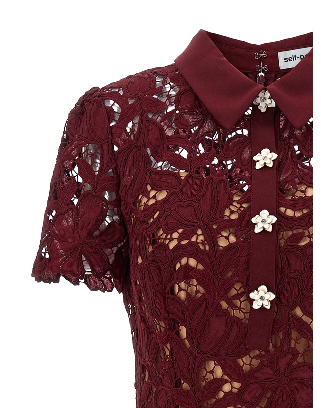 셀프포트레이트 [해외직구][셀프포트레이트]Burgundy Lace Mini 반팔원피스 PF26111SABUBURGUNDY 7356029 착용컷