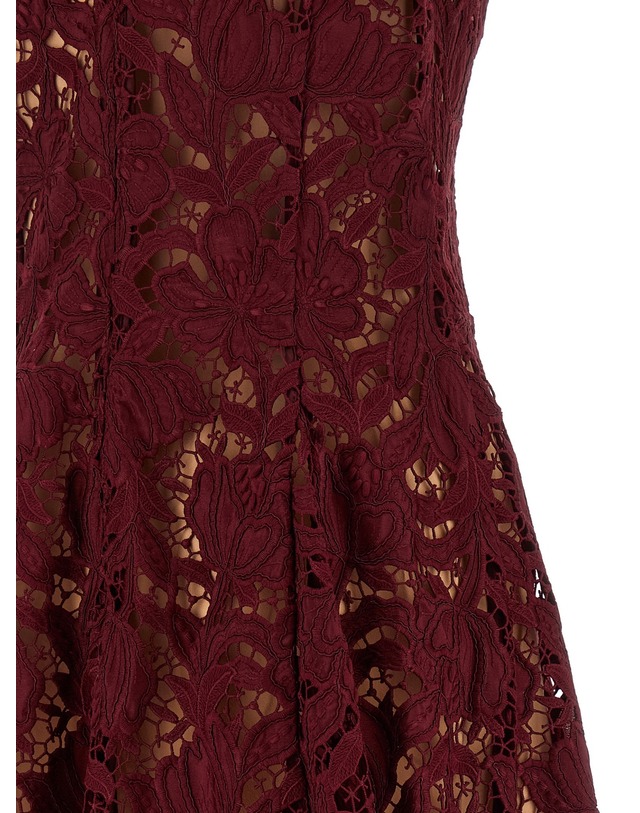 셀프포트레이트 [해외직구][셀프포트레이트]Burgundy Lace Mini 반팔원피스 PF26111SABUBURGUNDY 7356029 착용컷