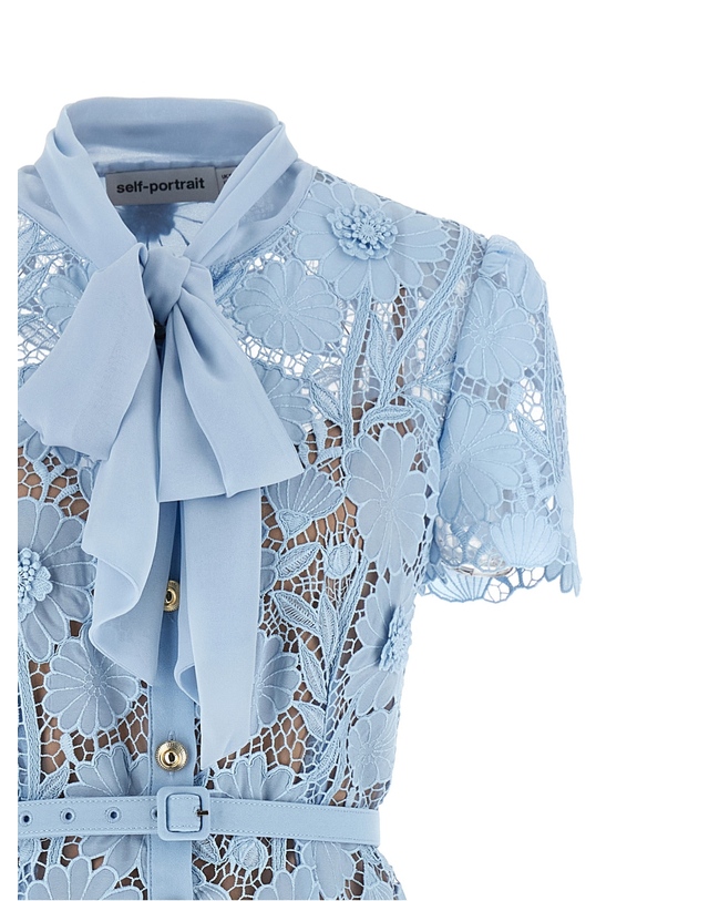 셀프포트레이트 [해외직구][셀프포트레이트]Blue Lace Tie Neck Midi 반팔원피스 PF26111MBLBLUE 7360047 착용컷