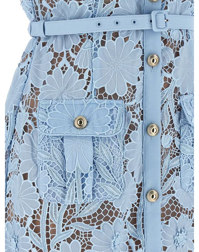 셀프포트레이트 [해외직구][셀프포트레이트]Blue Lace Tie Neck Midi 반팔원피스 PF26111MBLBLUE 7360047 착용컷